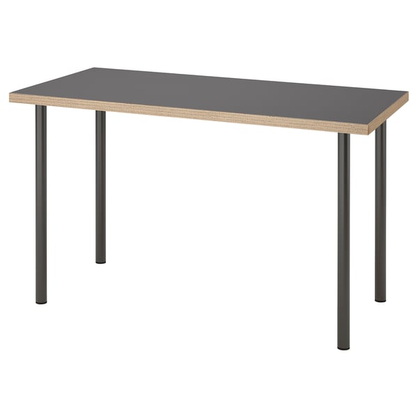 LAGKAPTEN desk, black & gray, rectangular top, sturdy legs.