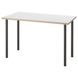 Modern LAGKAPTEN table: rectangular white top, black metal legs, sleek design.
