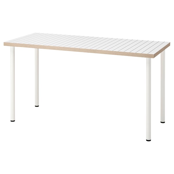LAGKAPTEN table: white, rectangular, wooden top, four white legs.