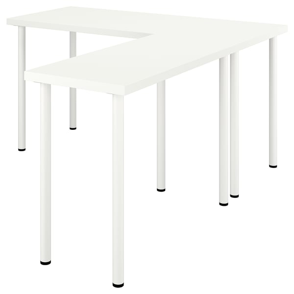 LAGKAPTEN / LINNMON L-shaped desk, white, 140x160 cm