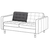 Black and white tufted loveseat with sleek chrome legs.