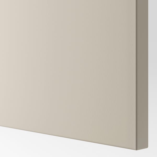 Close-up of LAPPVIKEN drawer front, light grey-beige, smooth finish, clean edge.