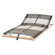 Option: LEIRSUND slatted bed base in light brown wood, featuring adjustable slats and raised head/foot sections for comfort.