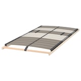 LEIRSUND beige bed base with adjustable slats.