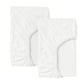 Option: Two crisp white fitted crib sheets, made of cotton, displayed neatly.