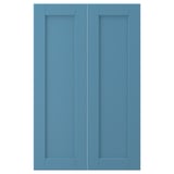 Two light blue LERHYTTAN cabinet doors with wooden panels and beveled frames.