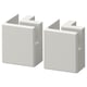 Pair of light grey, wooden kitchen cabinet legs, beveled edges, solid birch.
