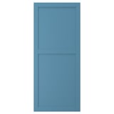 A blue LERHYTTAN door with wooden framing and a birch panel.