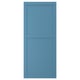 A blue LERHYTTAN door with wooden framing and a birch panel.