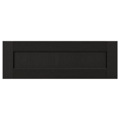 LERHYTTAN black kitchen drawer front, solid wood frame, beveled edges, ash veneer panel.