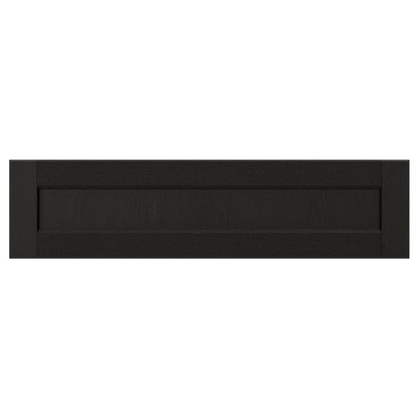 LERHYTTAN black wooden drawer front, rectangular with beveled edges.