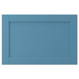 LERHYTTAN blue drawer front, wooden with beveled edges and inset panel.