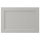 Option: LERHYTTAN light grey kitchen cabinet front with solid wood frame and bevelled edges.