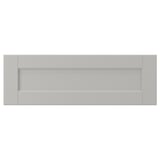 LERHYTTAN light grey kitchen drawer front, solid wood frame with beveled edges and inset veneer panel, classic design.