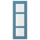 LERHYTTAN blue door, solid wood frame with frosted glass, rustic charm.