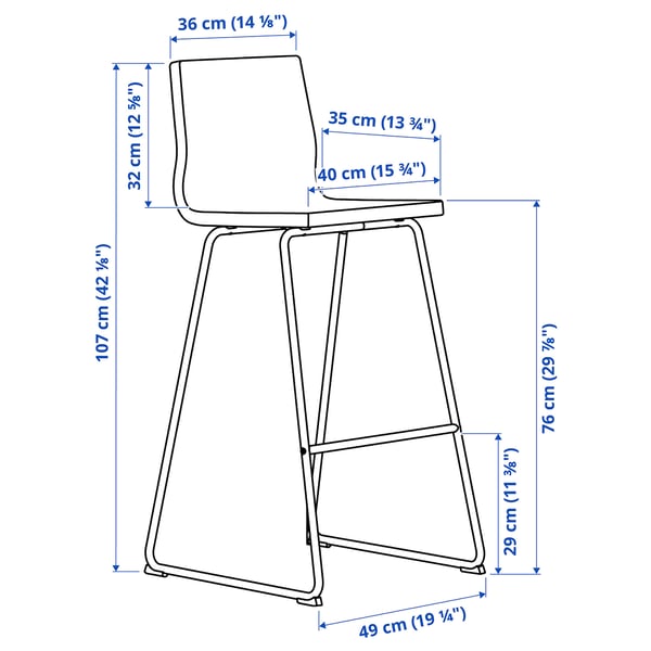 Illustration with measurements for the product: LILLÅNÄS.