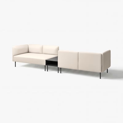 Modern beige modular sofa with clean lines and removable covers, featuring a two-seat module and an armrest module.