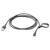 Gray LILLHULT usb cable, braided, with rubber connectors.