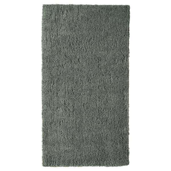 Gray LINDKNUD rug, soft, rectangular, recycled polyester.