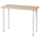LINNMON desk: light wood top, white legs, adjustable height, rectangle shape.