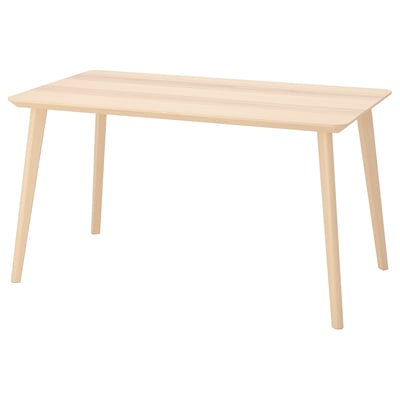 LISABO light wood rectangular table, natural finish, four angled legs, minimalist design.