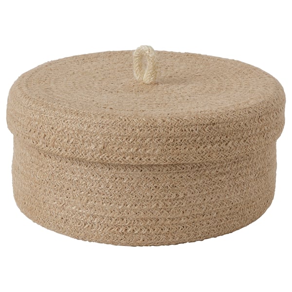 LJUNGAN: round jute basket, beige, hand-braided, natural texture, simple design.