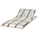 Option: LÖNSET slatted bed base with adjustable comfort zones for spine alignment and movable head end, natural wood colors.