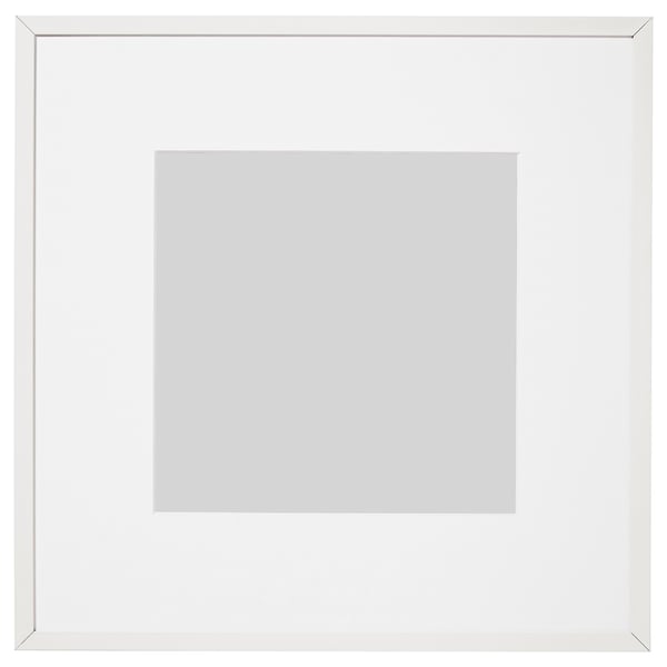 LOMVIKEN photo frame, white, metal edge, shadow profile, plastic front, square.