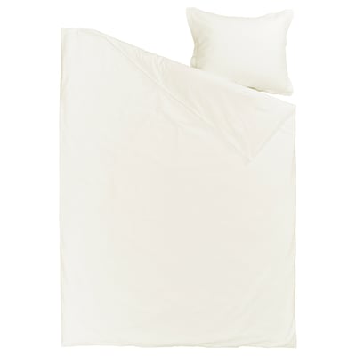 A LUKTVICKER duvet cover set in white with a waffle texture made from soft 100% cotton, designed for comfort.