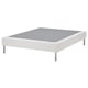 White LYNGÖR bed base with metal legs and gray cover.