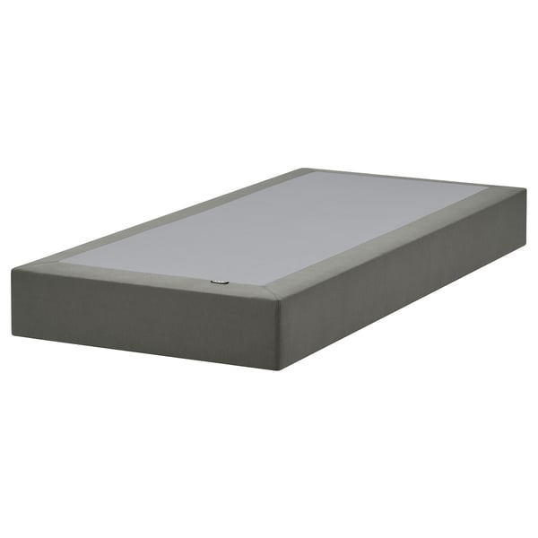 Grey LYNGÖR mattress base with removable cover.