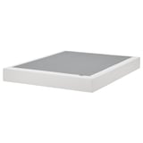 White LYNGÖR mattress base with removable, washable cover, flat slats, and spring core for comfort.