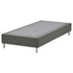 Modern gray bed base LYNGÖR with sleek metal legs.