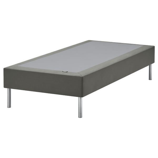 Gray LYNGÖR bed base with metal legs.