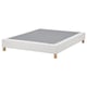 White LYNGÖR mattress base with wooden legs, flat slats support.