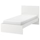 MALM white modern bed, minimalist design, adjustable sides, high headboard.