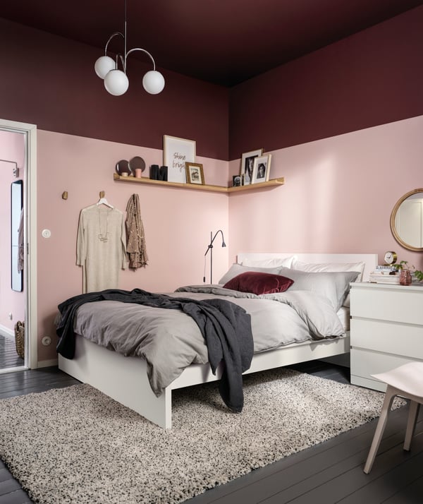 MALM Bed frame, high, white/Leirsund, 160x200 cm