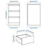 Illustration with measurements for the product: MALM.