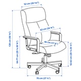 Illustration with measurements for the product: MALM/MILLBERGET.