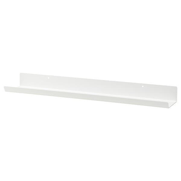 A MALMBÄCK white metal wall shelf, sleek and rectangular, ideal for displaying items.