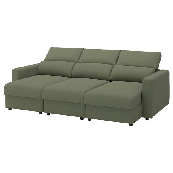 MALMKÖPING 3-seat sofa, with chaise longue/Tibbleby grey-green