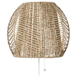 MÅNALG woven wall lamp, natural sedge, hand-crafted, warm glow.