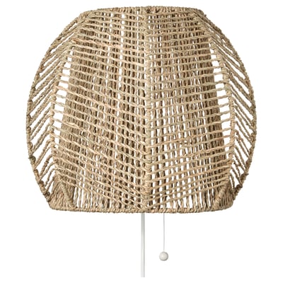 MÅNALG woven wall lamp, natural sedge, hand-crafted, warm glow.