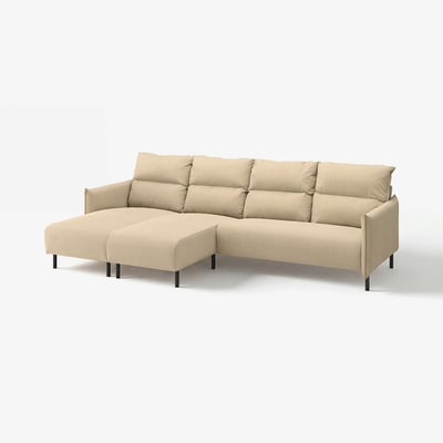 MANNARP 4-seat sofa with chaise longues, Saxemara grey-beige