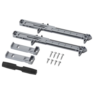 MARKHUS gray drawer closing devices with screws and plastic parts, arranged neatly for installation.