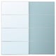 Wardrobe with white and light blue sliding doors, soft close.