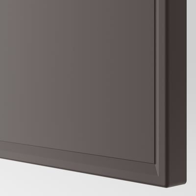 Dark grey framed cabinet door with smooth, beveled edges and a matte finish.