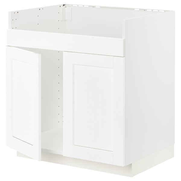 A white METOD kitchen cabinet with a classic design, featuring smooth surfaces and sturdy construction.