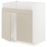 Beige METOD kitchen cabinet, smooth & handleless.