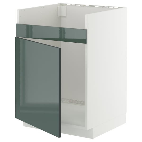 Modern kitchen unit, METOD, high-gloss grey-green.